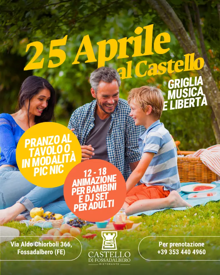 Locandina grigliata 25 aprile a Castello di Fossadalbero
