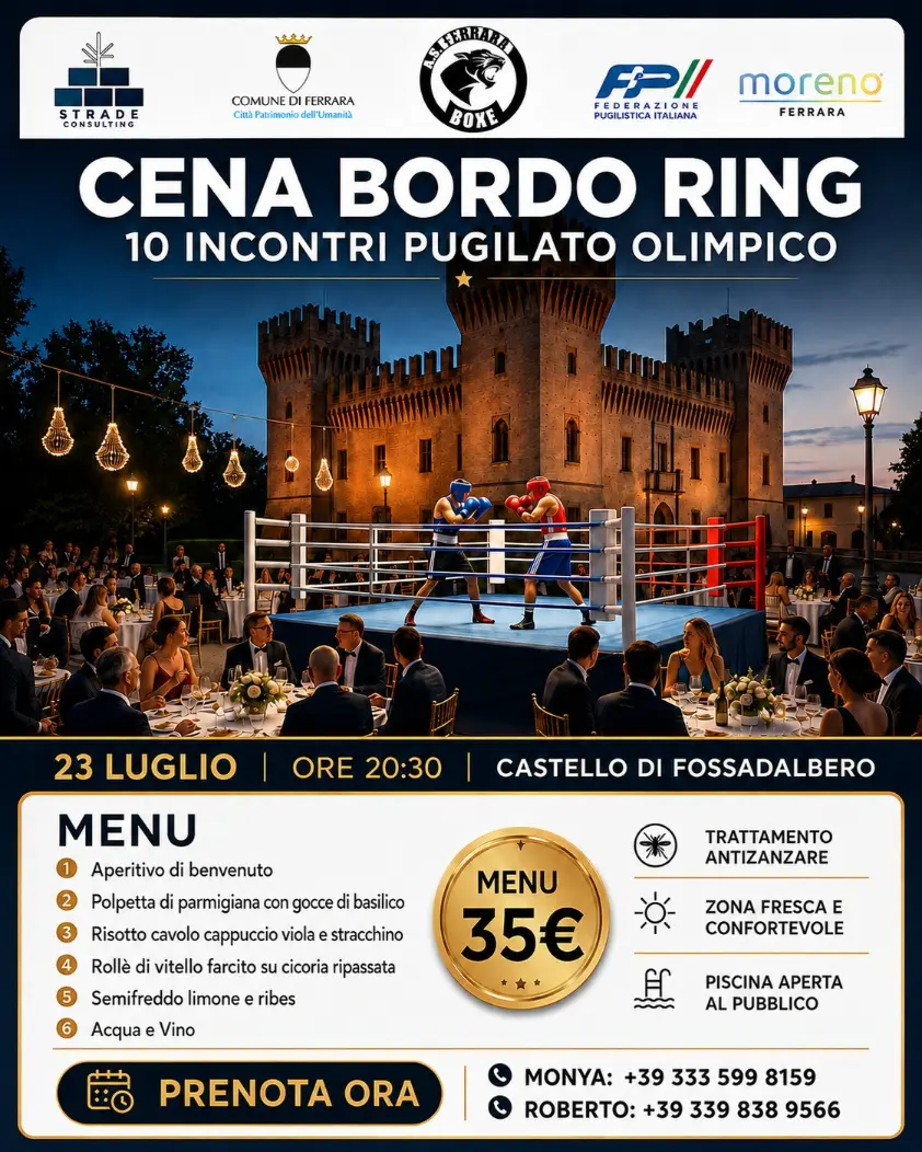 Locandina Cena Bordo Ring Castello Fossadalbero Ferrara