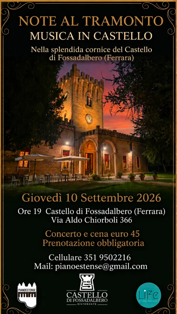Locandina Note al tramonto Castello Fossadalbero Ferrara